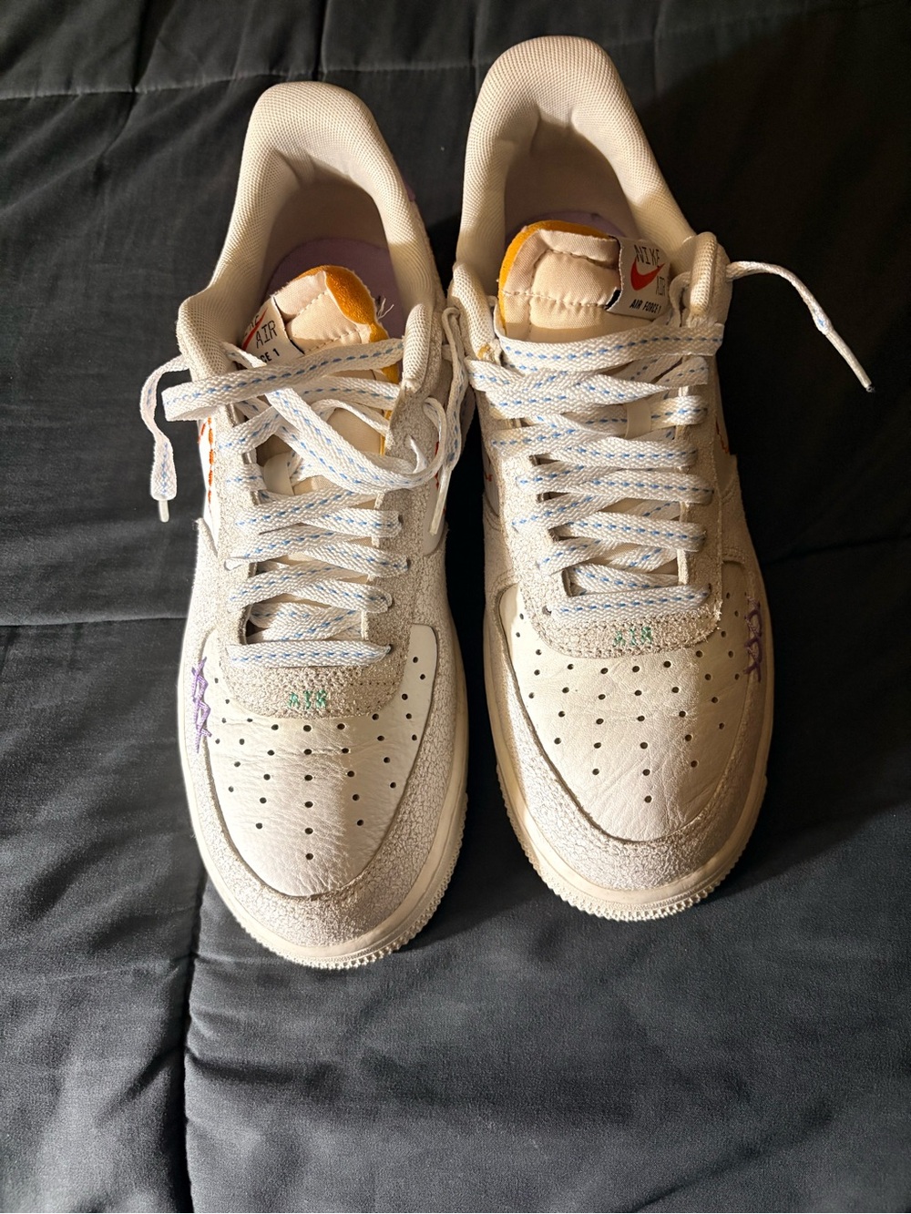 Nike Cream and White Women's Sneakers with Purple & Orange Accents